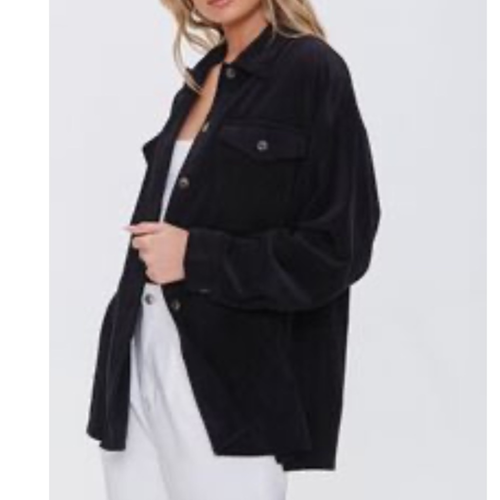 Black Corduroy Shacket, Medium